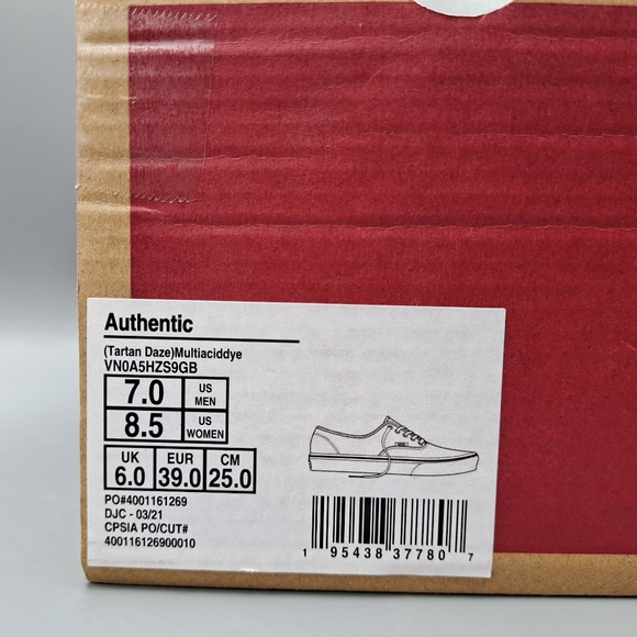 New Vans Authentic Tartan Daze Black Acid Dye Spikes Studs Punk Women's Size 8.5 - Picture 9 of 9